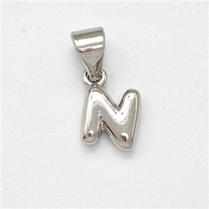 Copper Letter-N Pendant Platinum Plated, approx 6-7mm [FN43922]