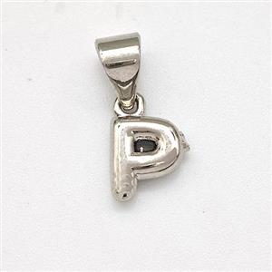 Copper Letter-P Pendant Platinum Plated, approx 6-7mm [FN43924]
