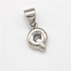 Copper Letter-Q Pendant Platinum Plated, approx 6-7mm [FN43925]