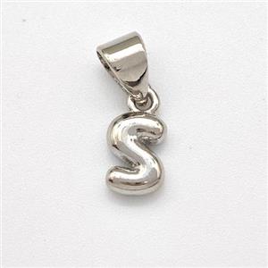 Copper Letter-S Pendant Platinum Plated, approx 6-7mm [FN43927]