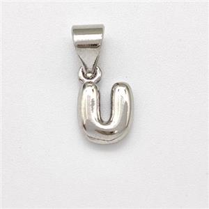 Copper Letter-U Pendant Platinum Plated, approx 6-7mm [FN43929]