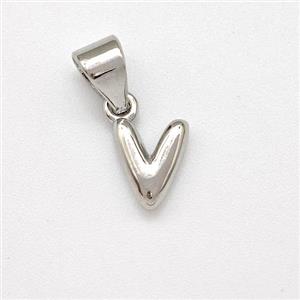 Copper Letter-V Pendant Platinum Plated, approx 6-7mm [FN43930]
