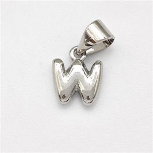 Copper Letter-W Pendant Platinum Plated, approx 6-7mm [FN43931]