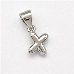 Copper Letter-X Pendant Platinum Plated, approx 6-7mm [FN43932]