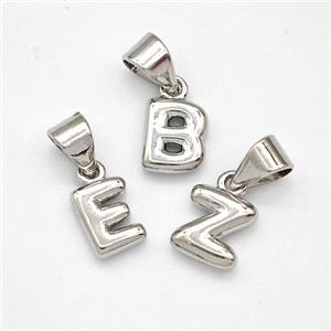 Copper Letter Pendant Mix Alphabet Platinum Plated, approx 6-7mm [FN43935]