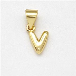 Copper Letter-V Pendant Gold Plated, approx 6-7mm [FN43957]