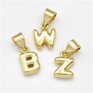 Copper Alphabet Pendant Mixed Letters Gold Plated, approx 6-7mm [FN43962]