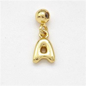 Copper Letter-A Pendant Gold Plated, approx 6-7mm, 4mm, 2mm hole [FN43963]