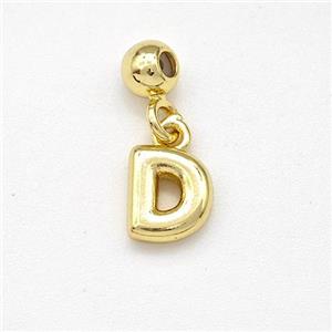 Copper Letter-D Pendant Gold Plated, approx 6-7mm, 4mm, 2mm hole [FN43966]