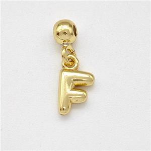 Copper Letter-F Pendant Gold Plated, approx 6-7mm, 4mm, 2mm hole [FN43968]