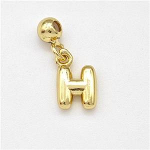 Copper Letter-H Pendant Gold Plated, approx 6-7mm, 4mm, 2mm hole [FN43970]