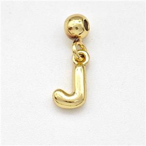 Copper Letter-J Pendant Gold Plated, approx 6-7mm, 4mm, 2mm hole [FN43972]