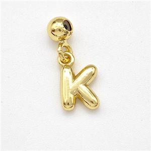Copper Letter-K Pendant Gold Plated, approx 6-7mm, 4mm, 2mm hole [FN43973]