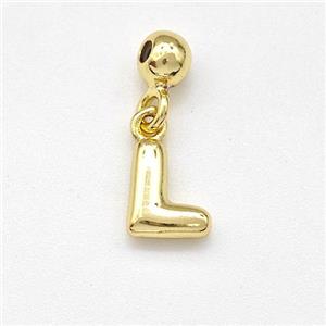 Copper Letter-L Pendant Gold Plated, approx 6-7mm, 4mm, 2mm hole [FN43974]