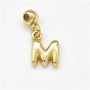 Copper Letter-M Pendant Gold Plated, approx 6-7mm, 4mm, 2mm hole [FN43975]