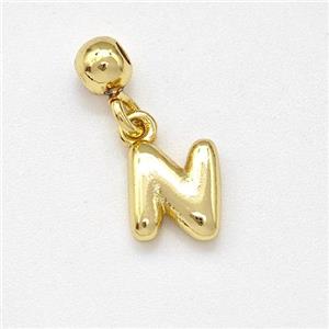 Copper Letter-N Pendant Gold Plated, approx 6-7mm, 4mm, 2mm hole [FN43976]