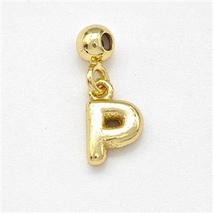 Copper Letter-P Pendant Gold Plated, approx 6-7mm, 4mm, 2mm hole [FN43978]
