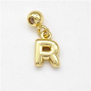 Copper Letter-R Pendant Gold Plated, approx 6-7mm, 4mm, 2mm hole [FN43980]