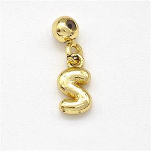 Copper Letter-S Pendant Gold Plated, approx 6-7mm, 4mm, 2mm hole [FN43981]