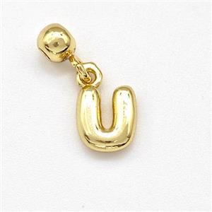 Copper Letter-U Pendant Gold Plated, approx 6-7mm, 4mm, 2mm hole [FN43983]
