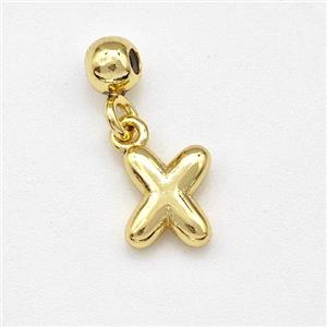 Copper Letter-X Pendant Gold Plated, approx 6-7mm, 4mm, 2mm hole [FN43986]