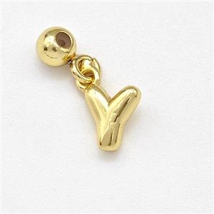 Copper Letter-Y Pendant Gold Plated, approx 6-7mm, 4mm, 2mm hole [FN43987]