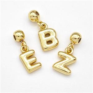 Copper Alphabet Pendant Mixed Letters Gold Plated, approx 6-7mm, 4mm, 2mm hole [FN43989]