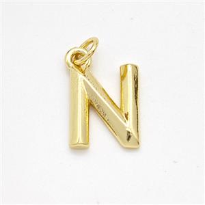 Copper Letter-N Pendant Gold Plated, approx 9-12.5mm [FN44111]