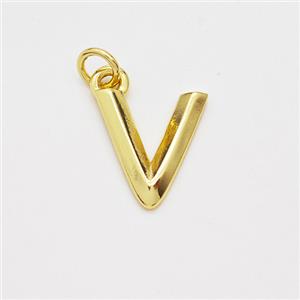Copper Letter-V Pendant Gold Plated, approx 9-12.5mm [FN44119]