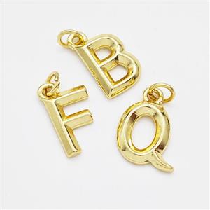 Copper Alphabet Pendant Mixed Letters Gold Plated, approx 9-12.5mm [FN44124]