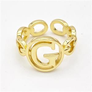 Copper Ring With Letter-G Gold Plated, approx 13mm, 18mm dia [FN44293]