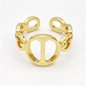 Copper Ring With Letter-I Gold Plated, approx 13mm, 18mm dia [FN44295]