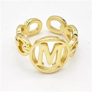 Copper Ring With Letter-M Gold Plated, approx 13mm, 18mm dia [FN44299]