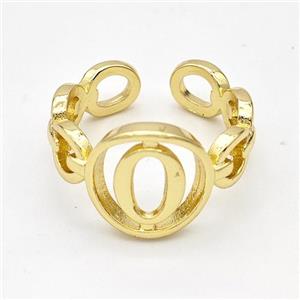 Copper Ring With Letter-O Gold Plated, approx 13mm, 18mm dia [FN44301]