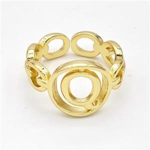 Copper Ring With Letter-Q Gold Plated, approx 13mm, 18mm dia [FN44303]
