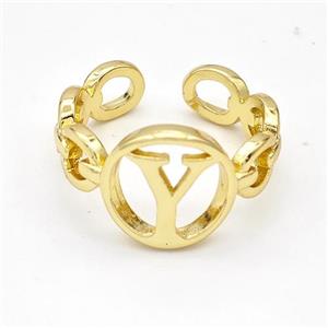 Copper Ring With Letter-Y Gold Plated, approx 13mm, 18mm dia [FN44311]