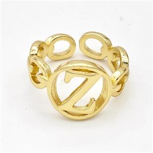 Copper Ring With Letter-Z Gold Plated, approx 13mm, 18mm dia [FN44312]