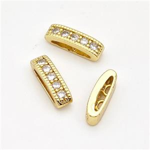 Copper Beads Micro Pave Zirconia 2holes Gold Plated, approx 4-13mm [FN44392]