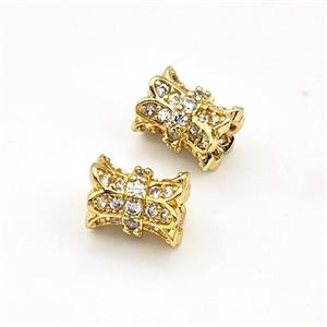 Copper Tube Beads Micro Pave Zirconia Gold Plated, approx 7-9mm [FN44394]