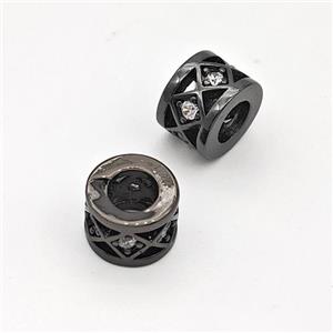 Copper Tube Beads Pave Zirconia Hollow Large Hole Black Plated, approx 6-8mm, 4mm hole [FN44398]