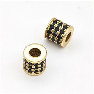 Copper Tube Beads Micro Pave Zirconia Large Hole Gold Plated, approx 6mm, 3mm hole [FN44400]