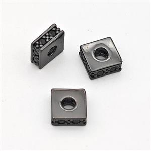 Copper Square Beads Pave Zirconia Spacer Black Plated, approx 6mm, 2mm hole [FN44406]