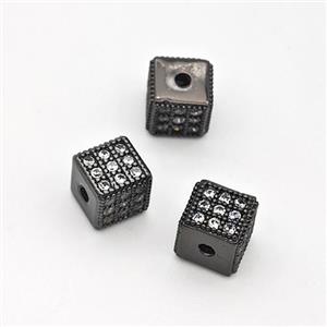 Copper Cube Beads Micro Pave Zirconia Black Plated, approx 6mm [FN44410]