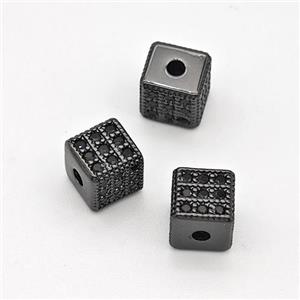 Copper Cube Beads Micro Pave Zirconia Black Plated, approx 6mm [FN44414]