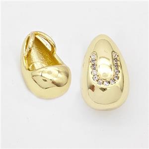 Copper Teardrop Pendant Pave Zirconia Letter-U Gold Plated, approx 11-18mm, 3mm hole [FN44577]