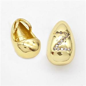 Copper Teardrop Pendant Pave Zirconia Letter-Z Gold Plated, approx 11-18mm, 3mm hole [FN44582]