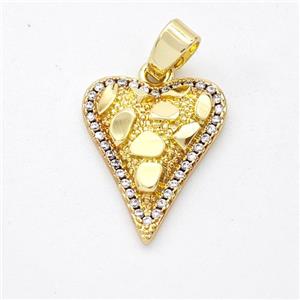 Copper Heart Nugget Pendant Micro Pave Zirconia Gold Plated, approx 15-18mm [FN44589]