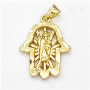 Saint Jude Charms Copper Hand Pendant Gold Plated, approx 17-20mm [FN44604]