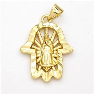 Virgin Mary Charms Copper Hand Pendant Gold Plated, approx 17-20mm [FN44606]