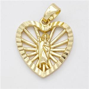 Saint Jude Charms Copper Heart Pendant Gold Plated, approx 20mm [FN44611]